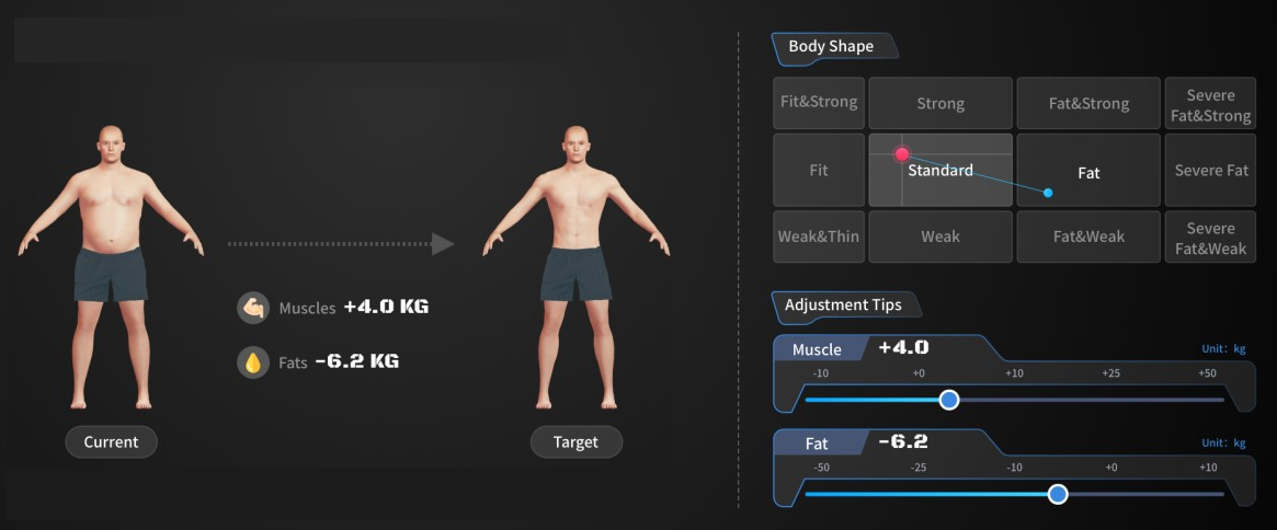 Meicet X-one 3D Kierper Zesummesetzung Analyse